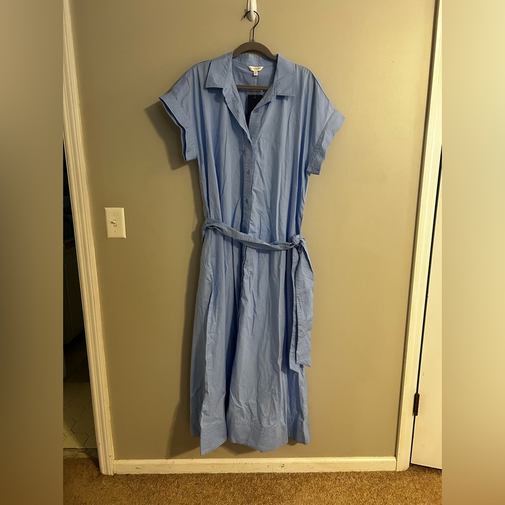Crown & Ivy Blue Notched Collar Midi Dress